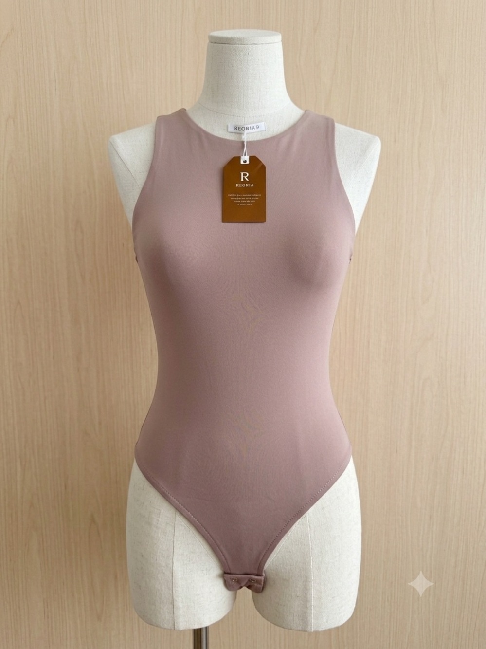 NWT Reoria High Neck Sleeveless Bodysuit Dusty Mauve/Mocha Size Small
